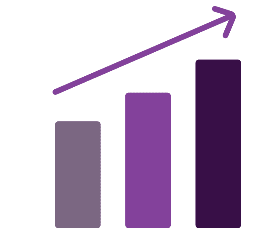 Graph and arrow showing upward movement