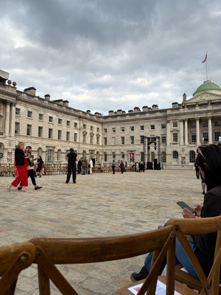 The view of Amy during a fashion show.