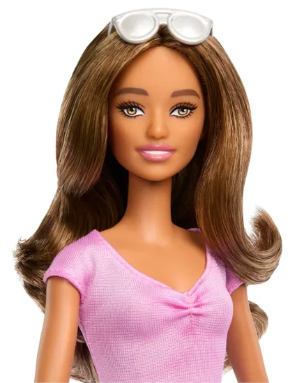 Close-up headshot of the 'Blind Barbie' toy.