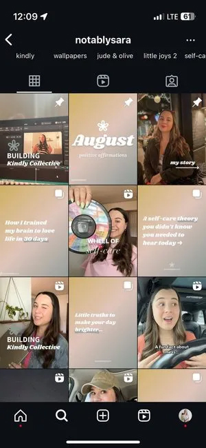 NotablySara's Instagram account, showcasing Instagram's new portrait grid style.