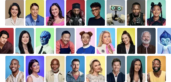 A group of photos of AI chatbot personas as part of Meta's new tools.